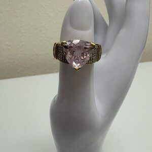 Elegant Kunzite and Diamond Gold Women's Ring